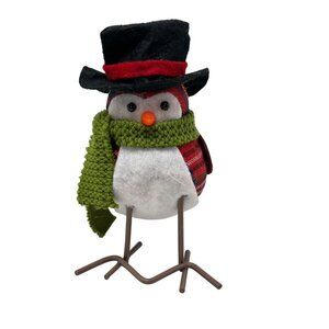 Holiday Time Plaid Bird Figurine with Top Hat and Scarf Christmas Tiered Tray De